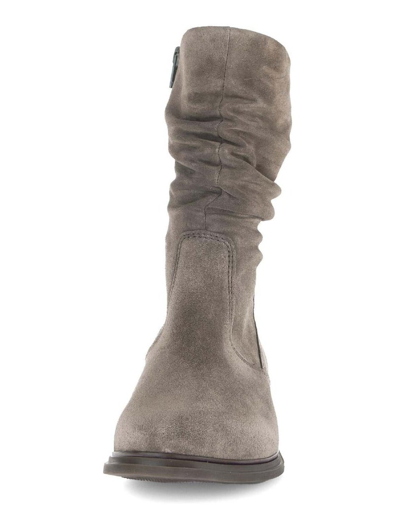 Bottines mid  en cuir Marron clair - Kiabi