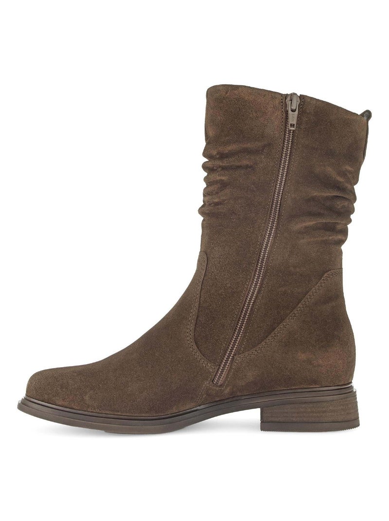 Bottines mid  en cuir Marron clair - Kiabi