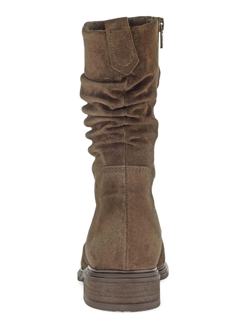 Bottines mid  en cuir Marron clair - Kiabi