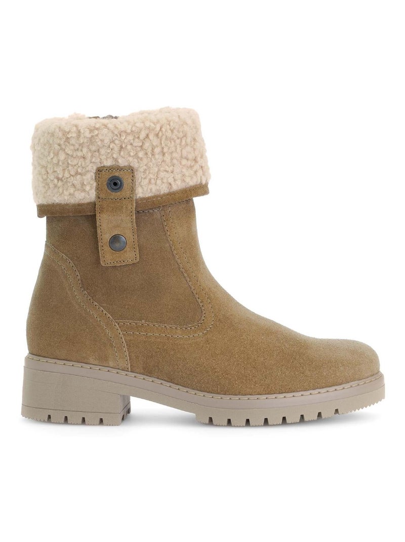 Bottines mid  en cuir Marron clair - Kiabi