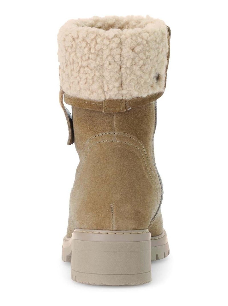 Bottines mid  en cuir Marron clair - Kiabi