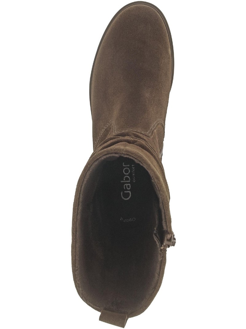 Bottines mid  en cuir Marron - Kiabi