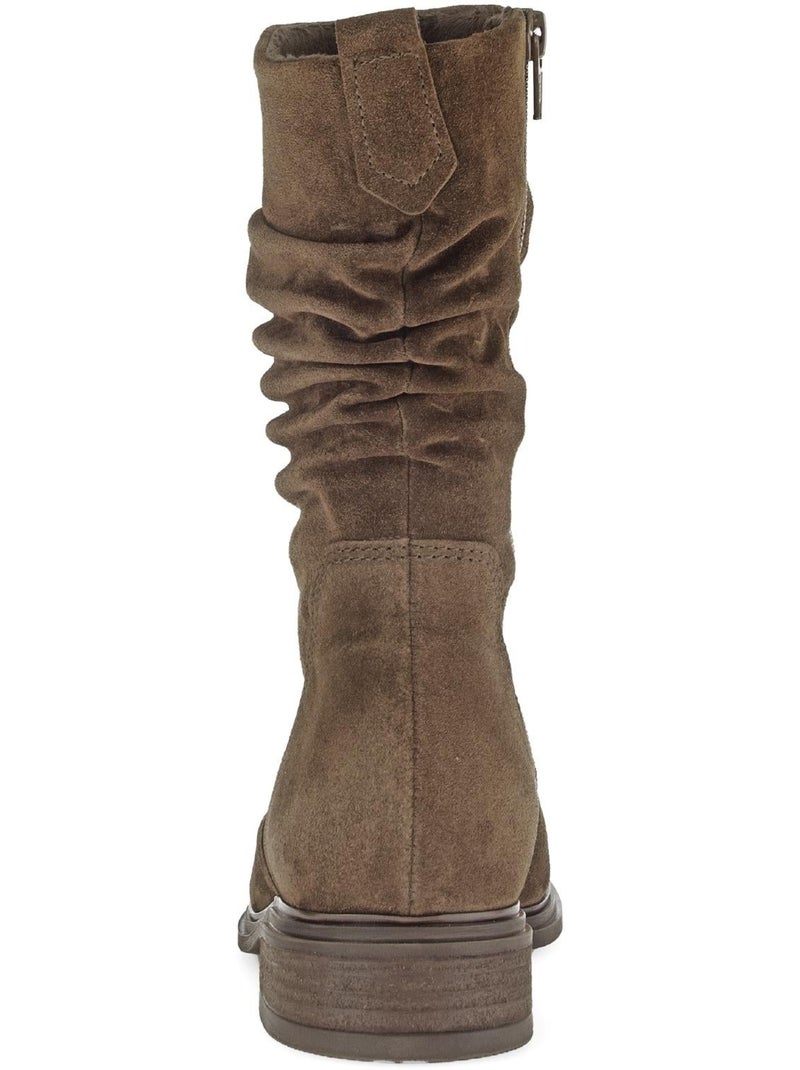 Bottines mid  en cuir Marron - Kiabi