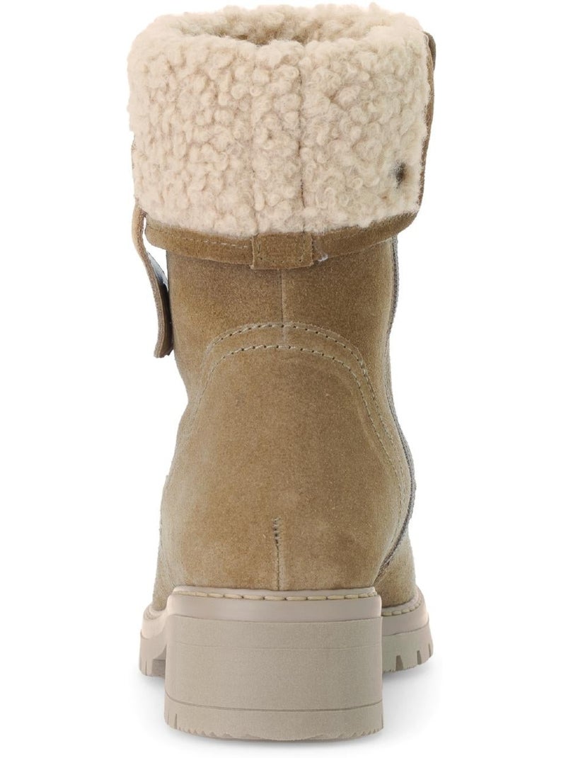 Bottines mid  en cuir Marron - Kiabi