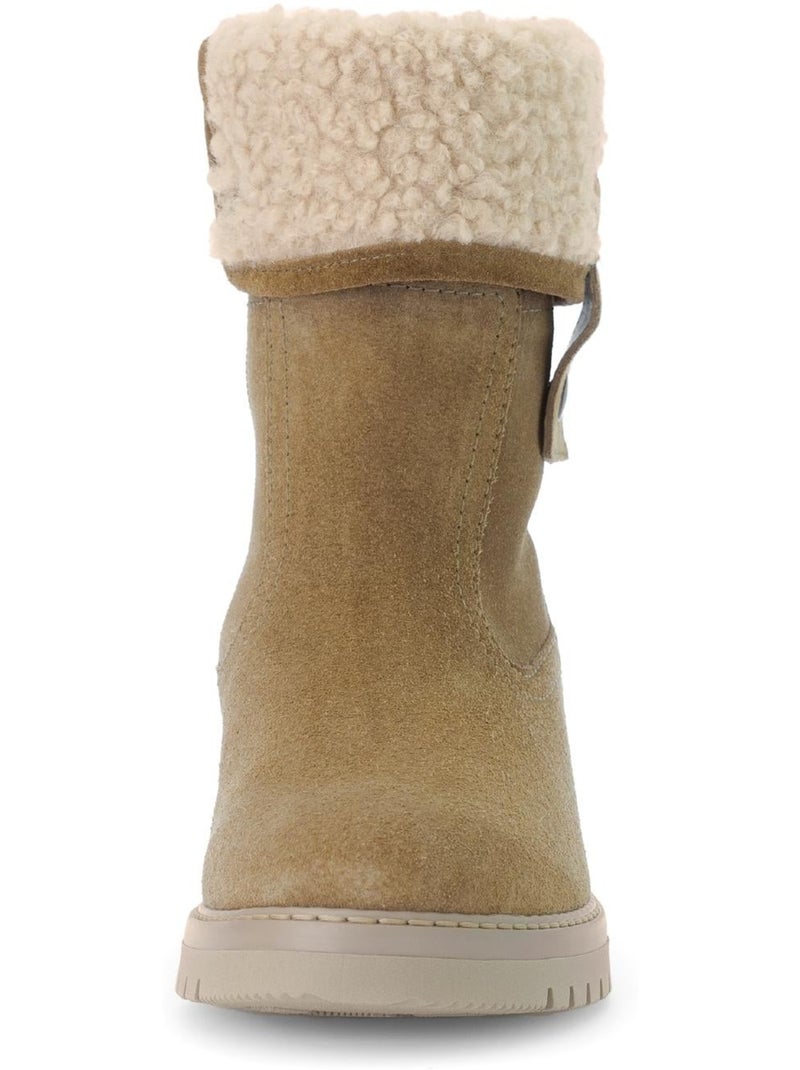 Bottines mid  en cuir Marron - Kiabi