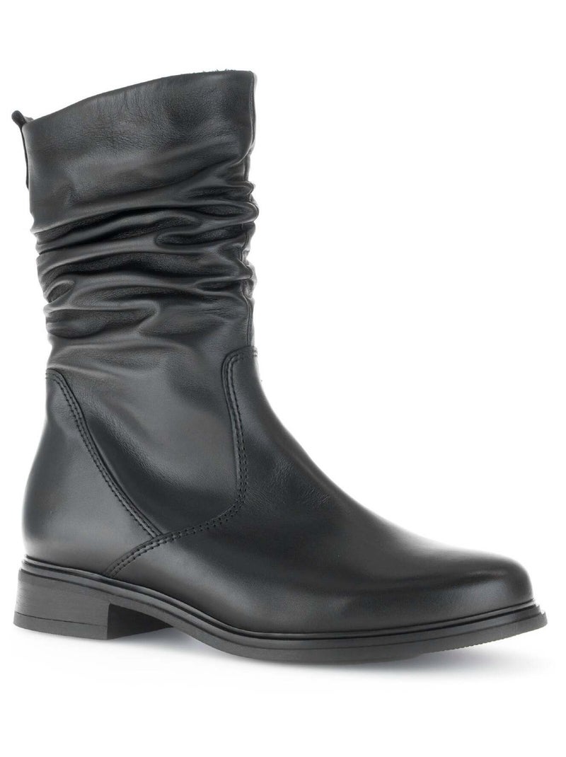 Bottines Mids  en cuir lisse Gabor Noir Noir - Kiabi