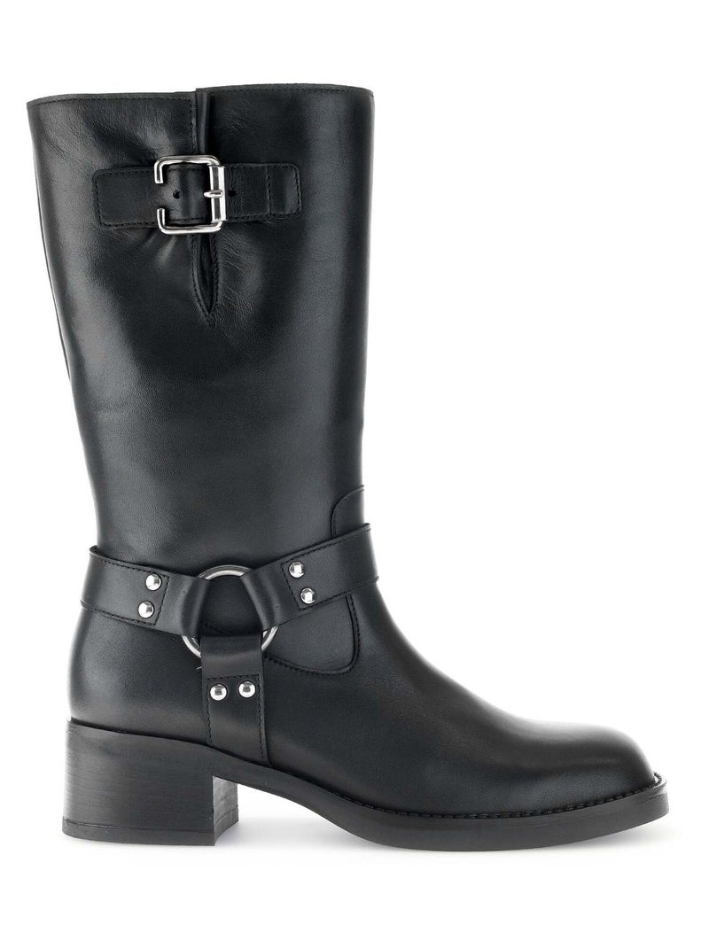 Bottines Mids  en cuir lisse Gabor Noir Noir - Kiabi