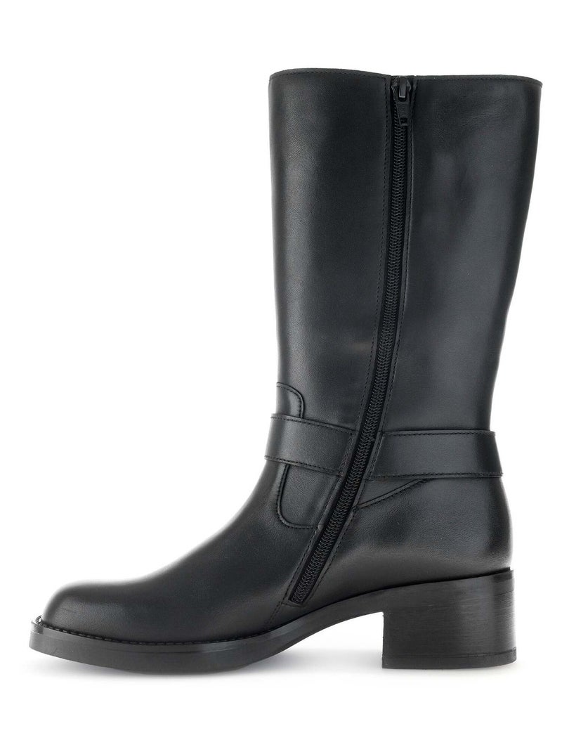 Bottines Mids  en cuir lisse Gabor Noir Noir - Kiabi