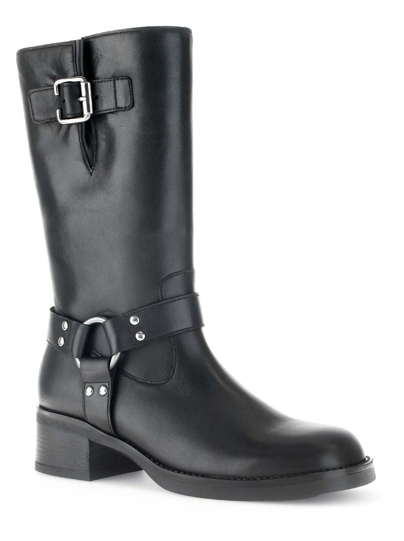 Bottines Mids  en cuir lisse Gabor Noir Noir - Kiabi