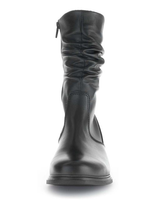 Bottines Mids  en cuir lisse - Kiabi