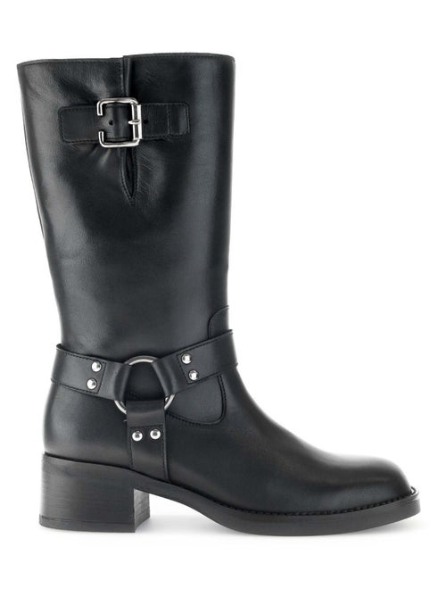Bottines Mids  en cuir lisse - Kiabi