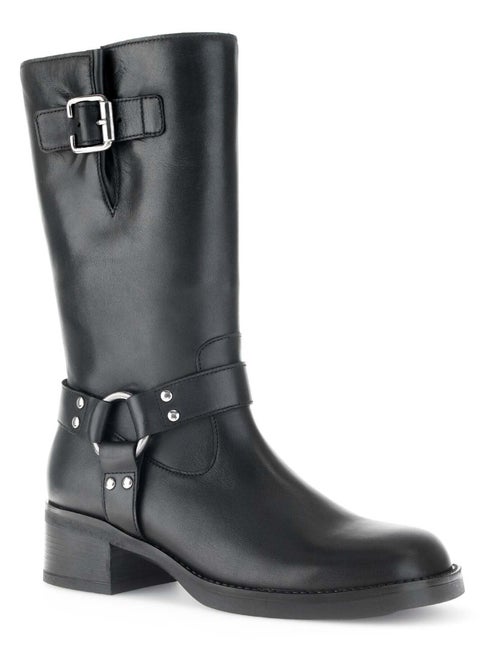 Bottines Mids  en cuir lisse - Kiabi