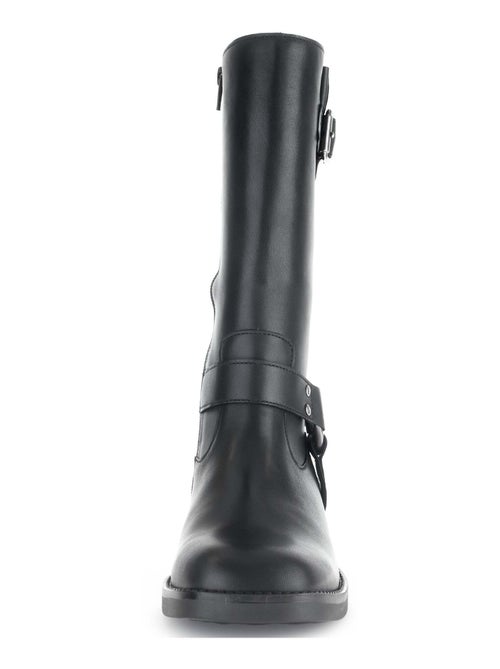 Bottines Mids  en cuir lisse - Kiabi