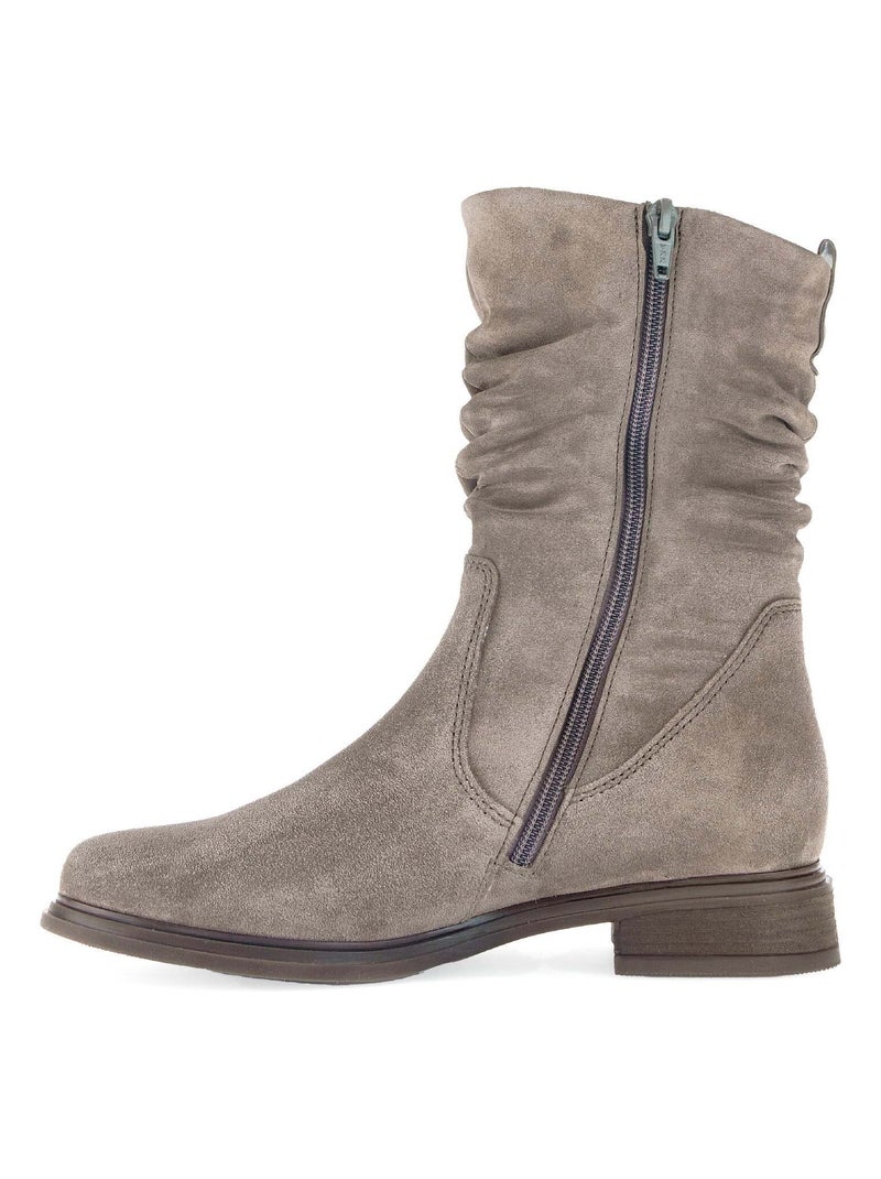 Bottines Mids  en cuir velours Gabor Marron - Kiabi