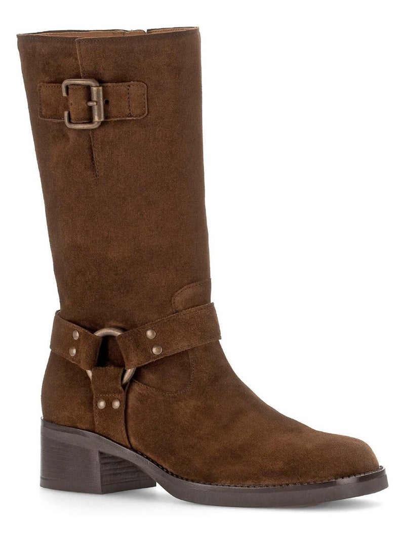 Bottines Mids  en cuir velours Gabor Marron - Kiabi