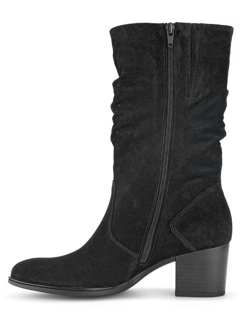 Bottines Mids  en cuir velours Gabor Noir Noir - Kiabi