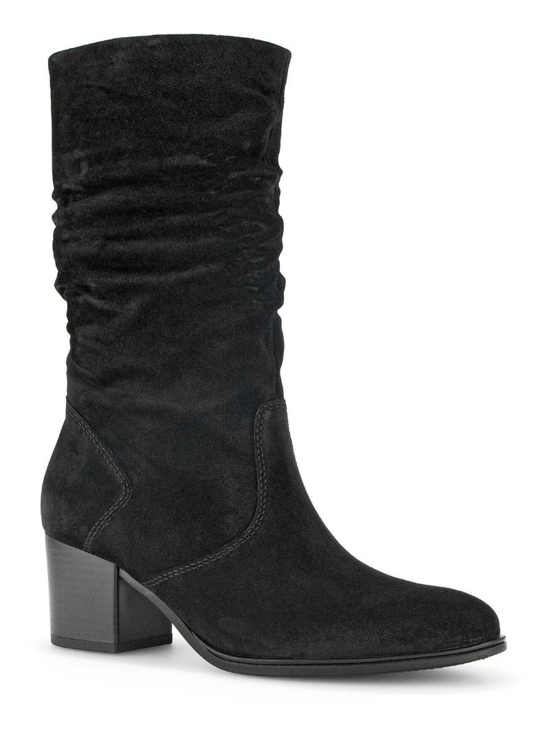 Bottines Mids  en cuir velours Gabor Noir Noir - Kiabi