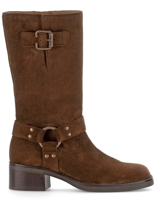 Bottines Mids  en cuir velours - Kiabi