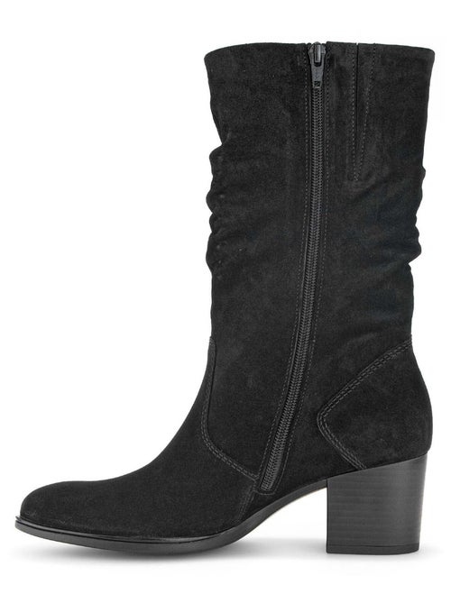 Bottines Mids  en cuir velours - Kiabi