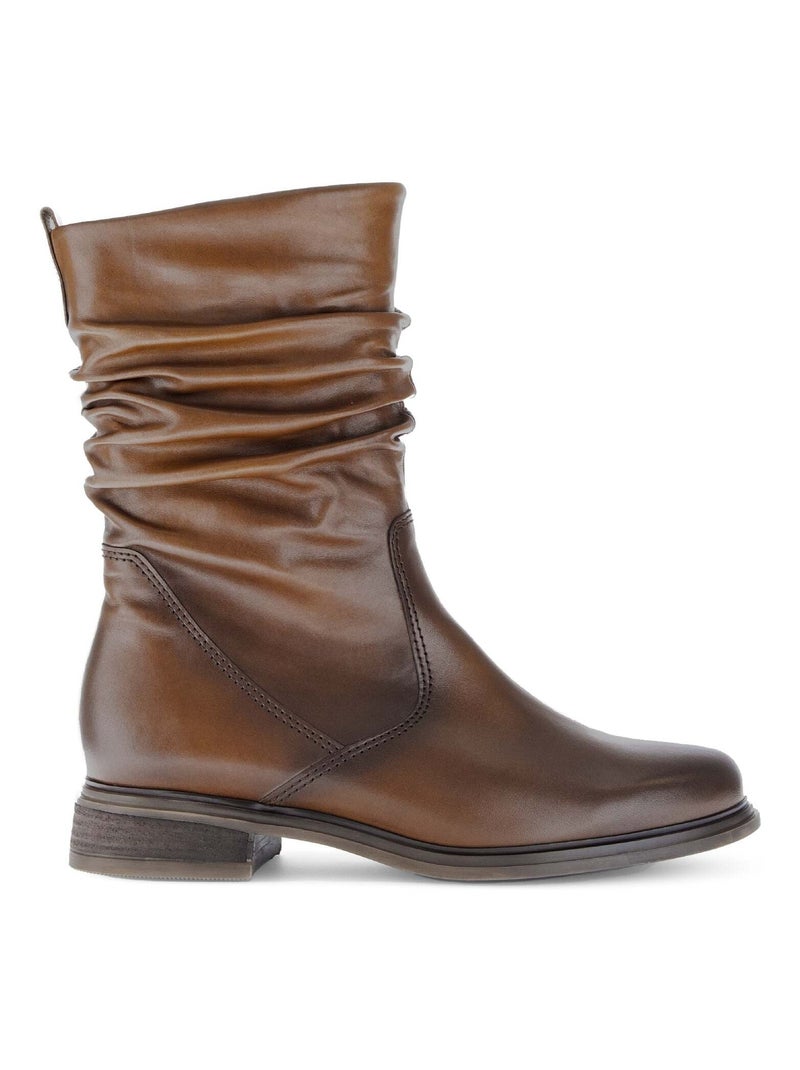 Bottines Mids s en cuir lisse Gabor Marron - Kiabi