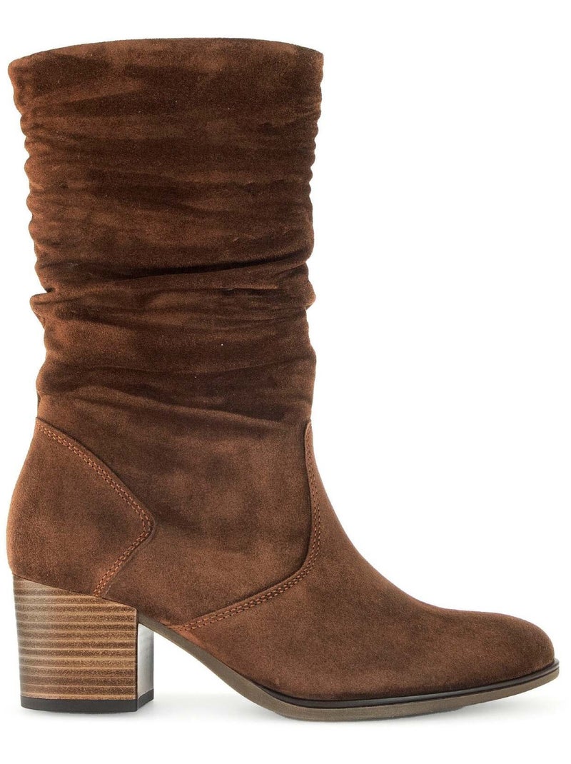 Bottines Mids s en cuir velours Gabor Marron - Kiabi