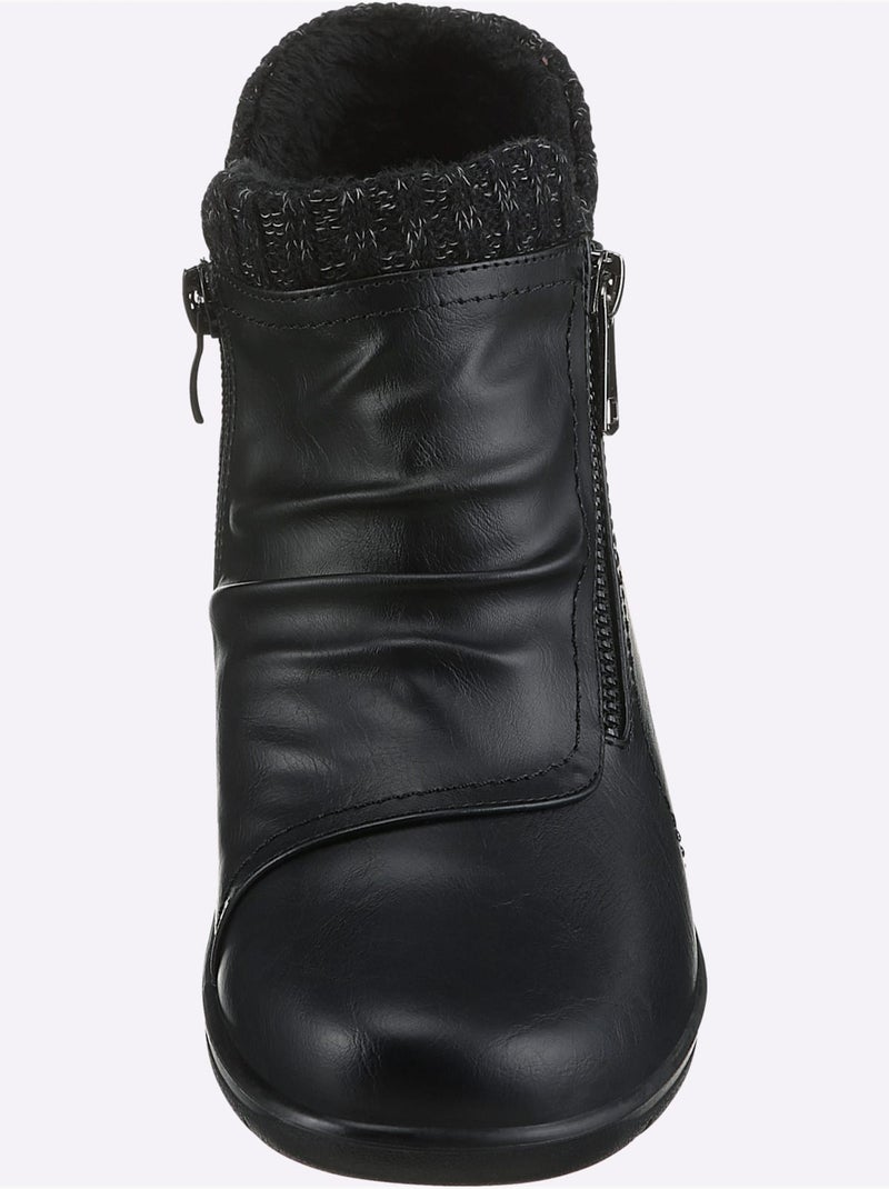 Bottines modernes à glissière avec doublure textile et semelle polyuréthane - taille standard - witt Noir - Kiabi