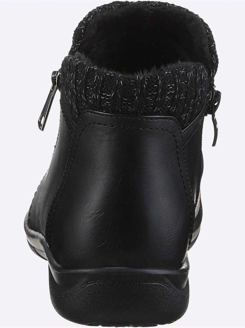 Bottines modernes à glissière avec doublure textile et semelle polyuréthane - taille standard - witt Noir - Kiabi