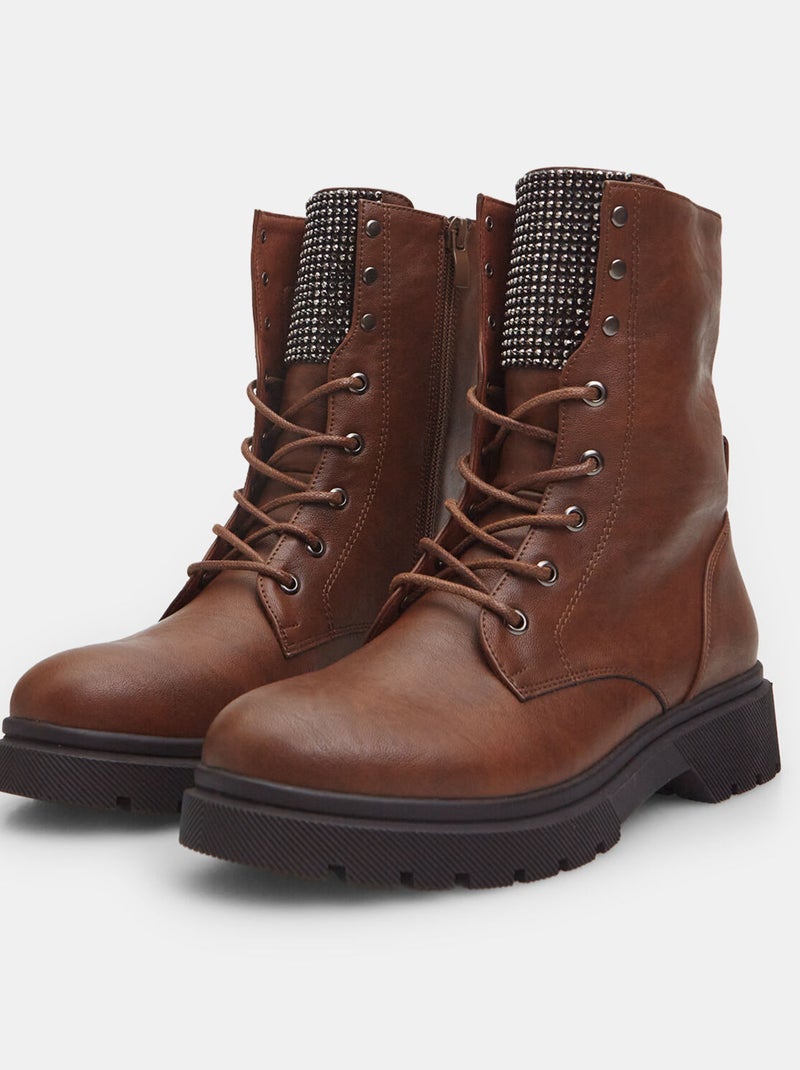 Bottines montantes à lacets BATA Marron - Kiabi