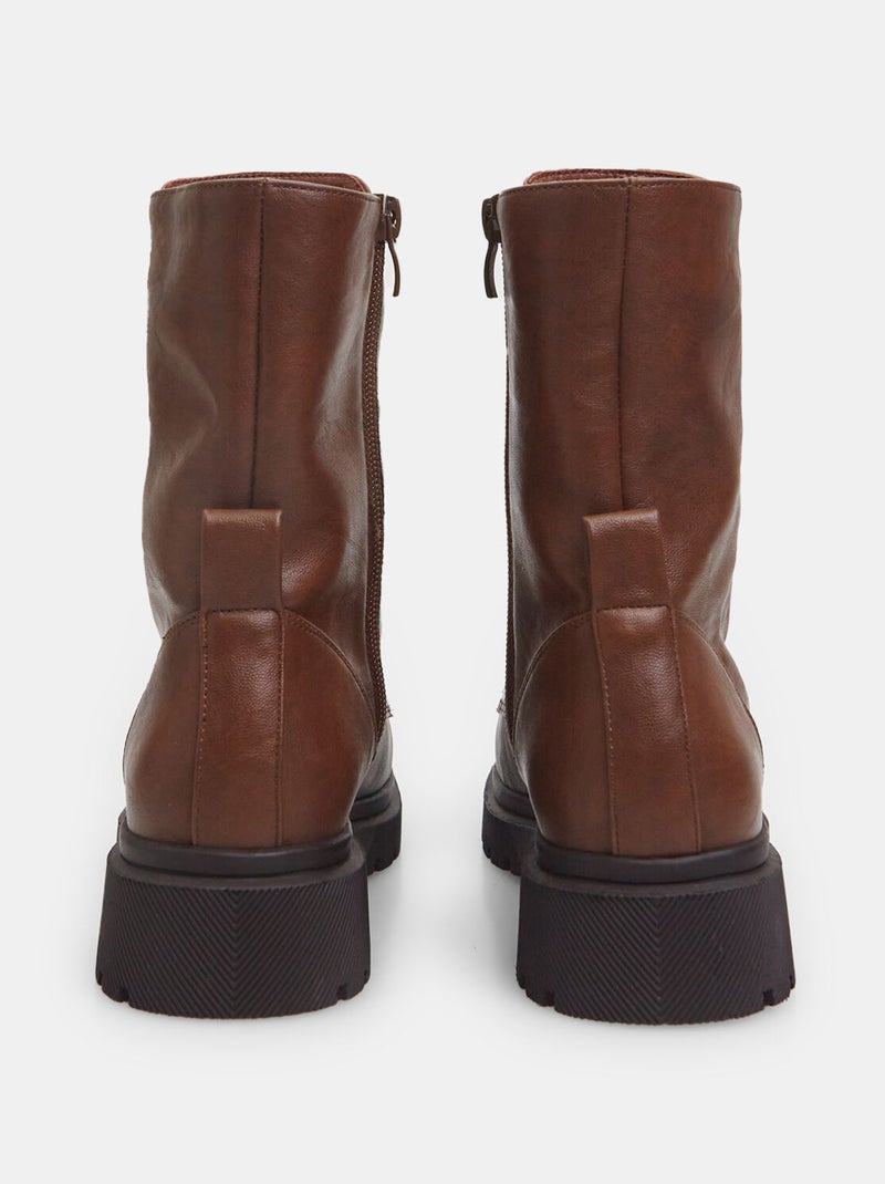 Bottines montantes à lacets BATA Marron - Kiabi
