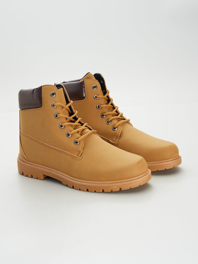 Bottines montantes à lacets Marron - Kiabi