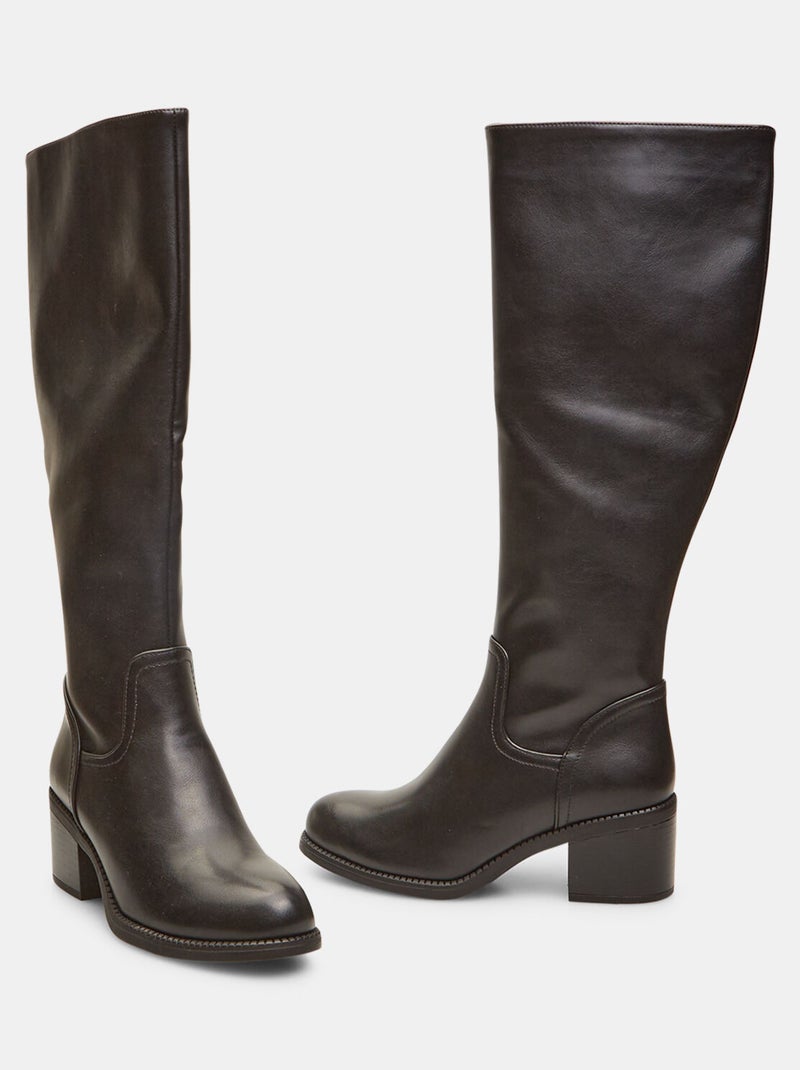 Bottines montantes avec talon midi BATA Noir - Kiabi