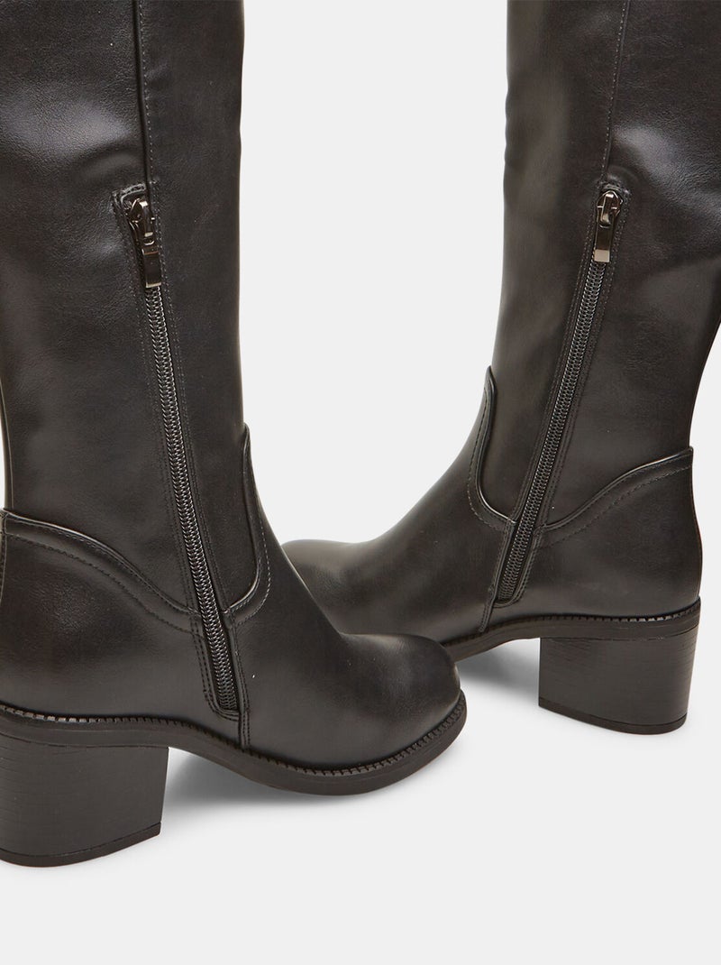 Bottines montantes avec talon midi BATA Noir - Kiabi