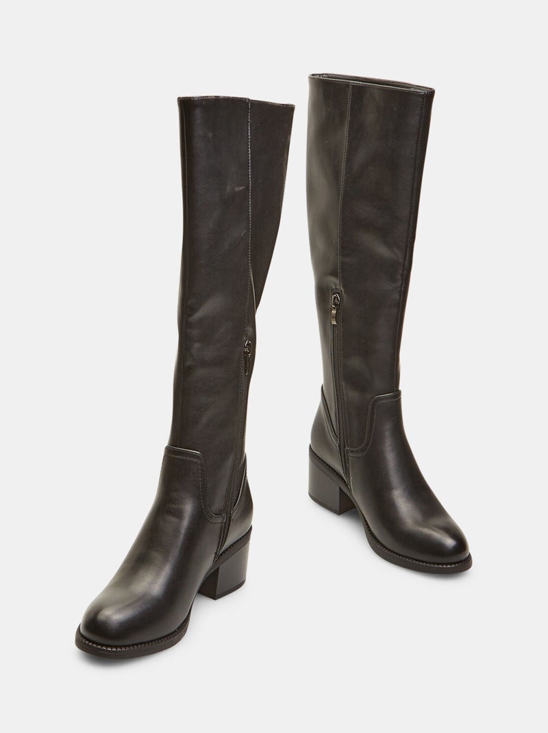 Bottines montantes avec talon midi BATA Noir - Kiabi