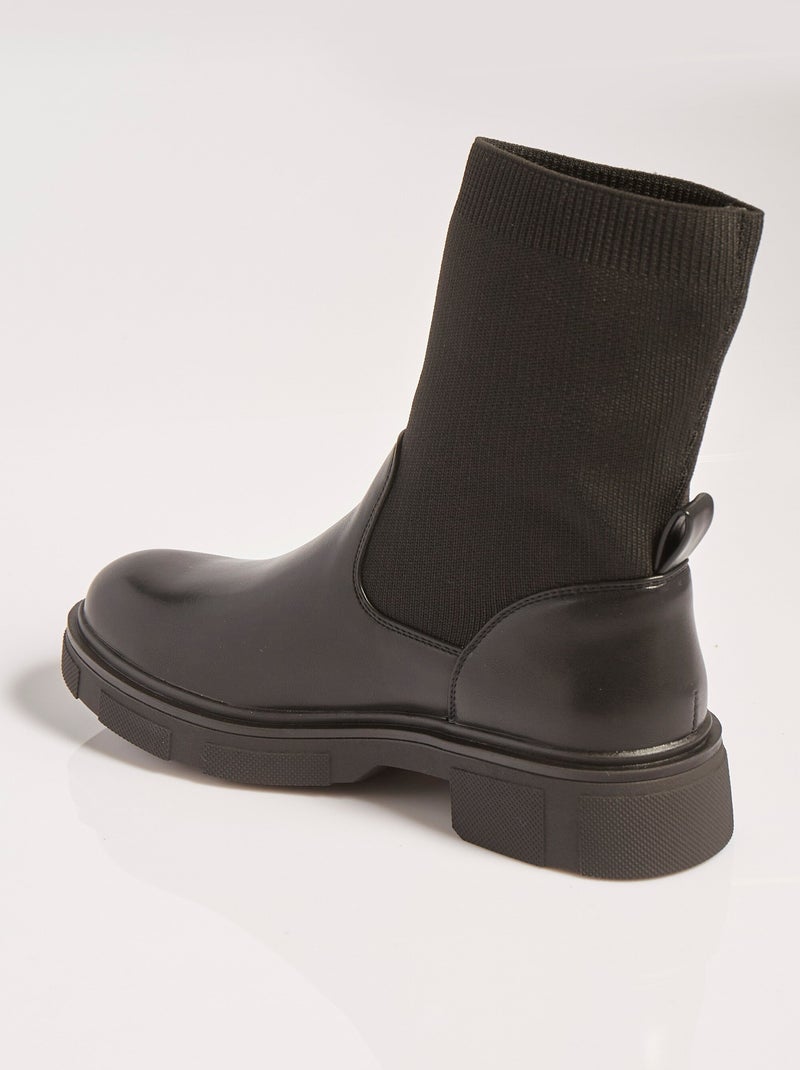 Bottines montantes style chaussettes - AFIBEL Noir - Kiabi