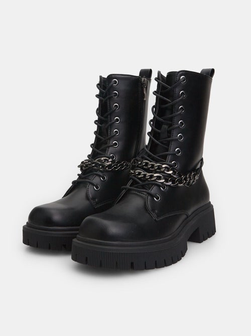 Bottines motardes avec détail chaîne BATA - Kiabi