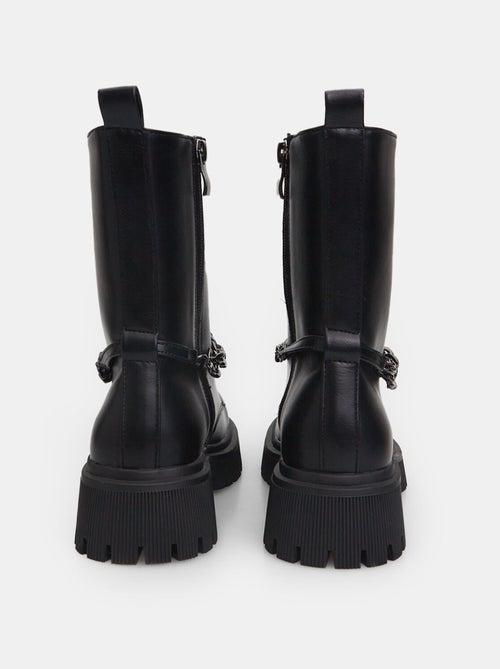 Bottines motardes avec détail chaîne BATA - Kiabi