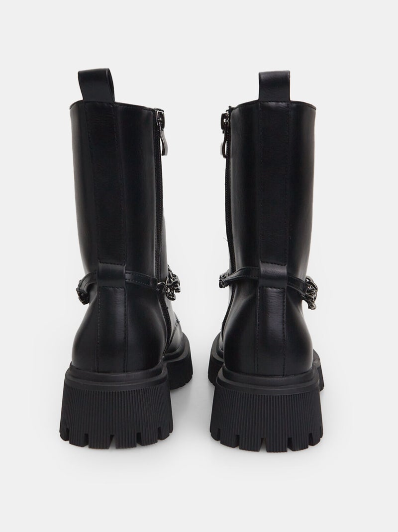 Bottines motardes avec détail chaîne BATA Noir - Kiabi