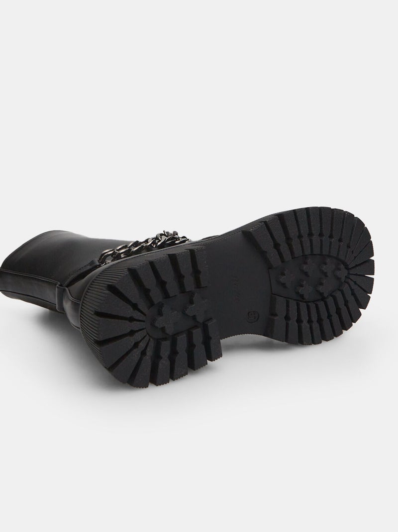 Bottines motardes avec détail chaîne BATA Noir - Kiabi