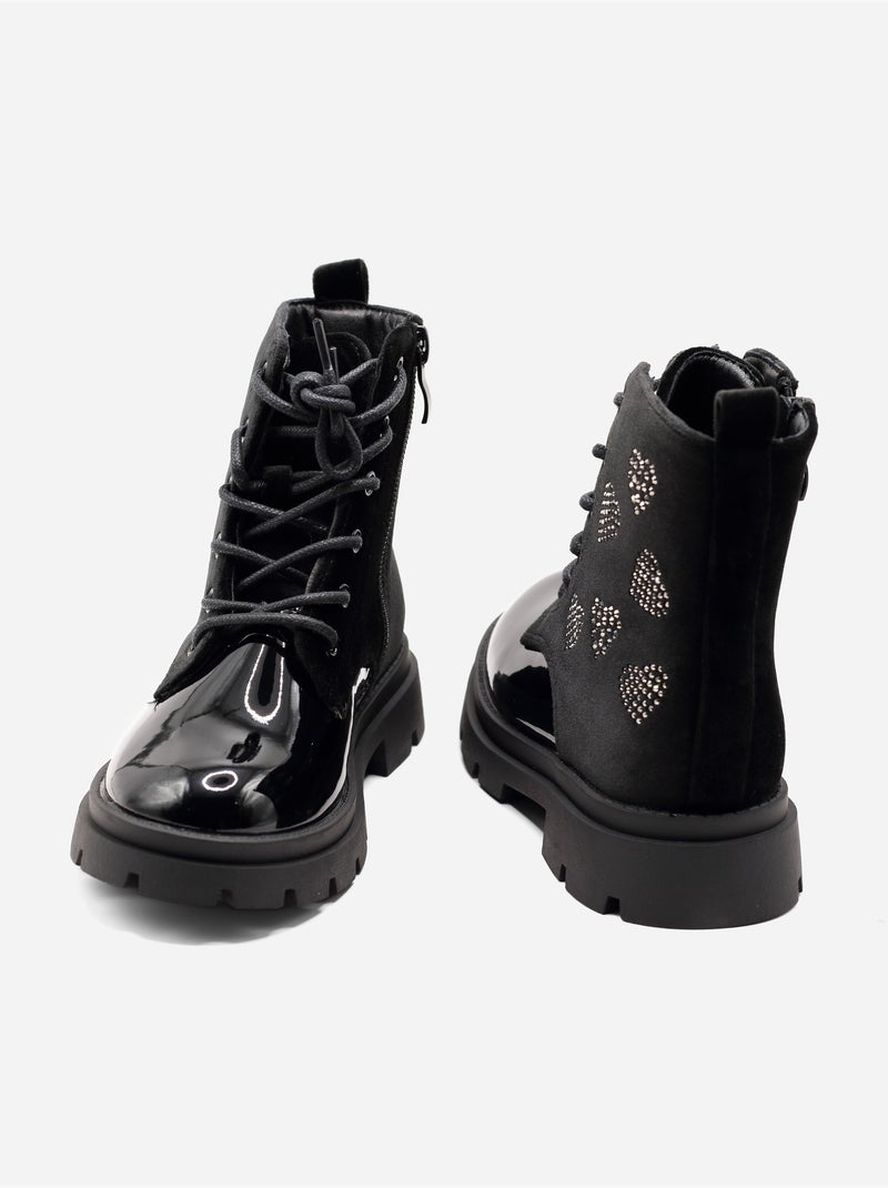 Bottines ? motifs Noir - Kiabi