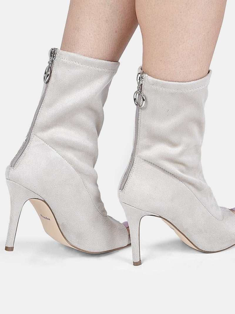 Bottines Peep toe s avec talon BATA Gris - Kiabi