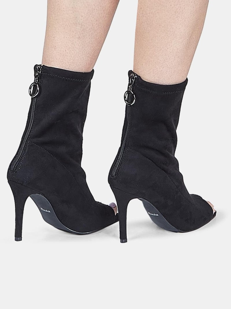 Bottines Peep toe s avec talon BATA Noir - Kiabi