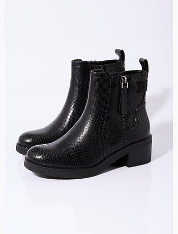 Bottines perforées à talon et zip - AFIBEL