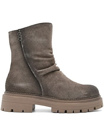 Bottines plates cuir naturel purapiel