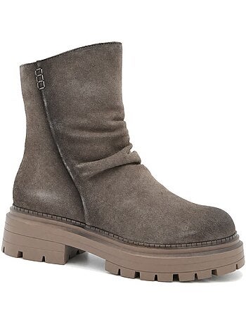 Bottines plates cuir naturel purapiel