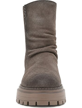 Bottines plates cuir naturel purapiel