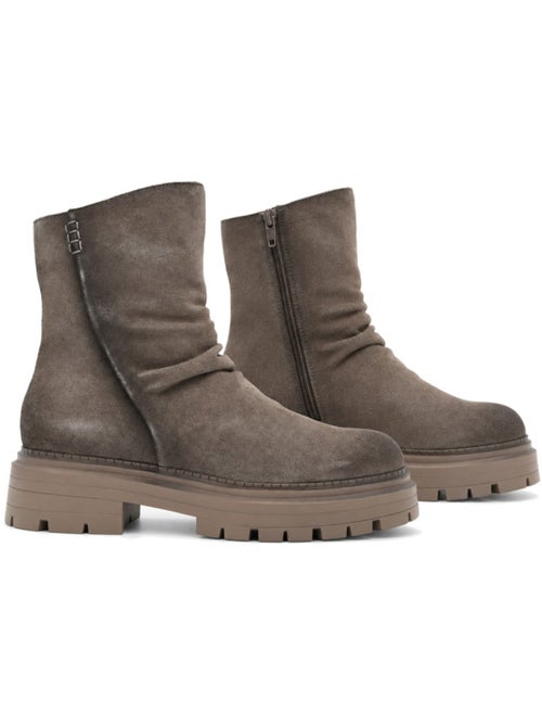 Bottines plates cuir naturel purapiel - Kiabi Bottines plates cuir naturel purapiel - Kiabi