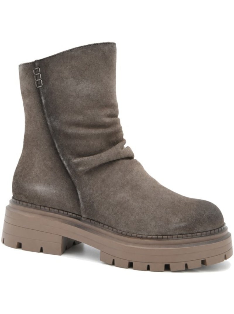 Bottines plates cuir naturel purapiel Gris - Kiabi