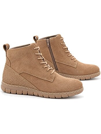 Bottines plates cuir naturel purapiel