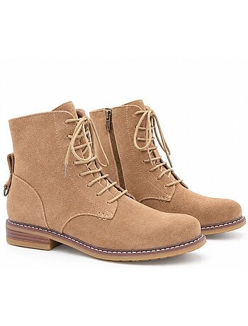 Bottines plates cuir naturel purapiel