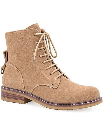 Bottines plates cuir naturel purapiel